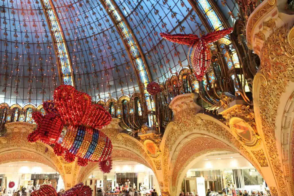 Galeries Lafayette at Christmastime in Paris
